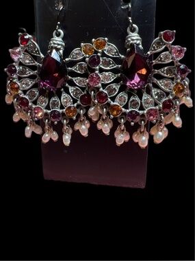 Ben-Amun  Crystals And pearls Dangle Pewter earrings